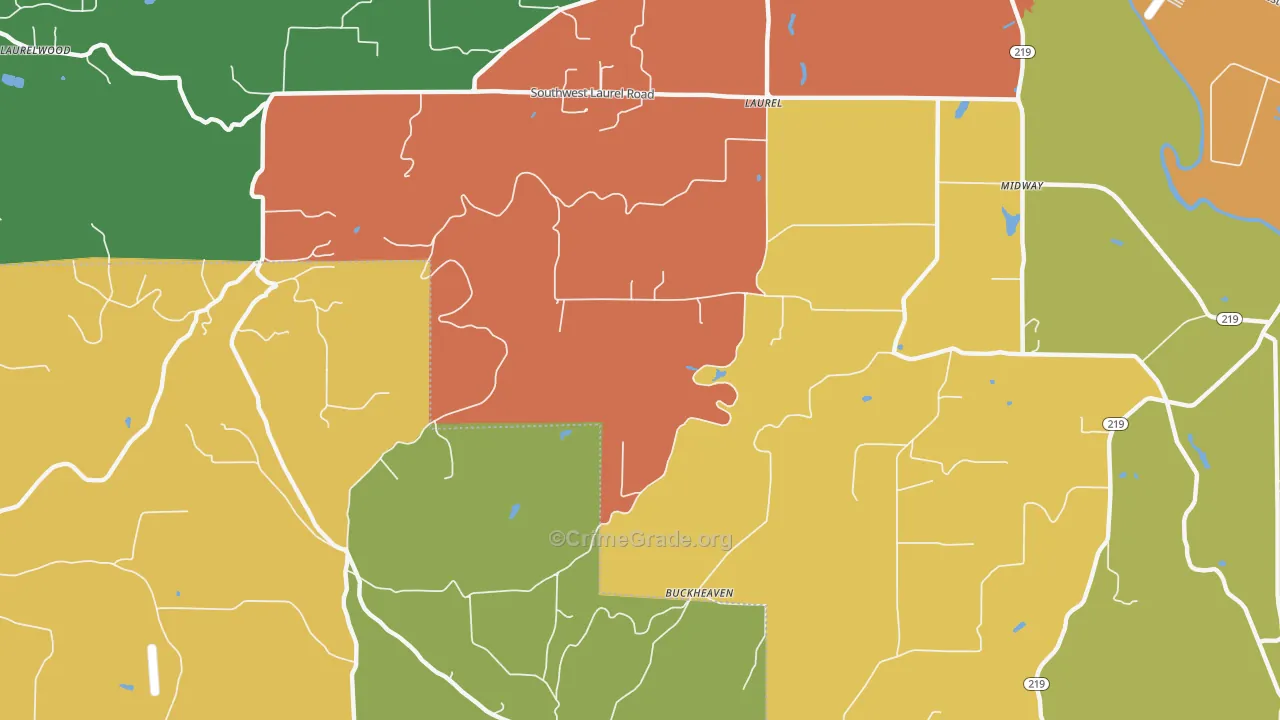 Laurel, OR Map of Murder Rates