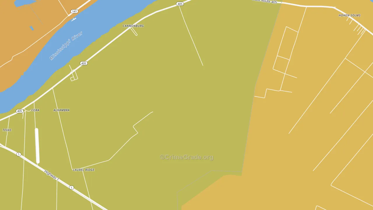 Laurel Ridge, LA Map of Murder Rates