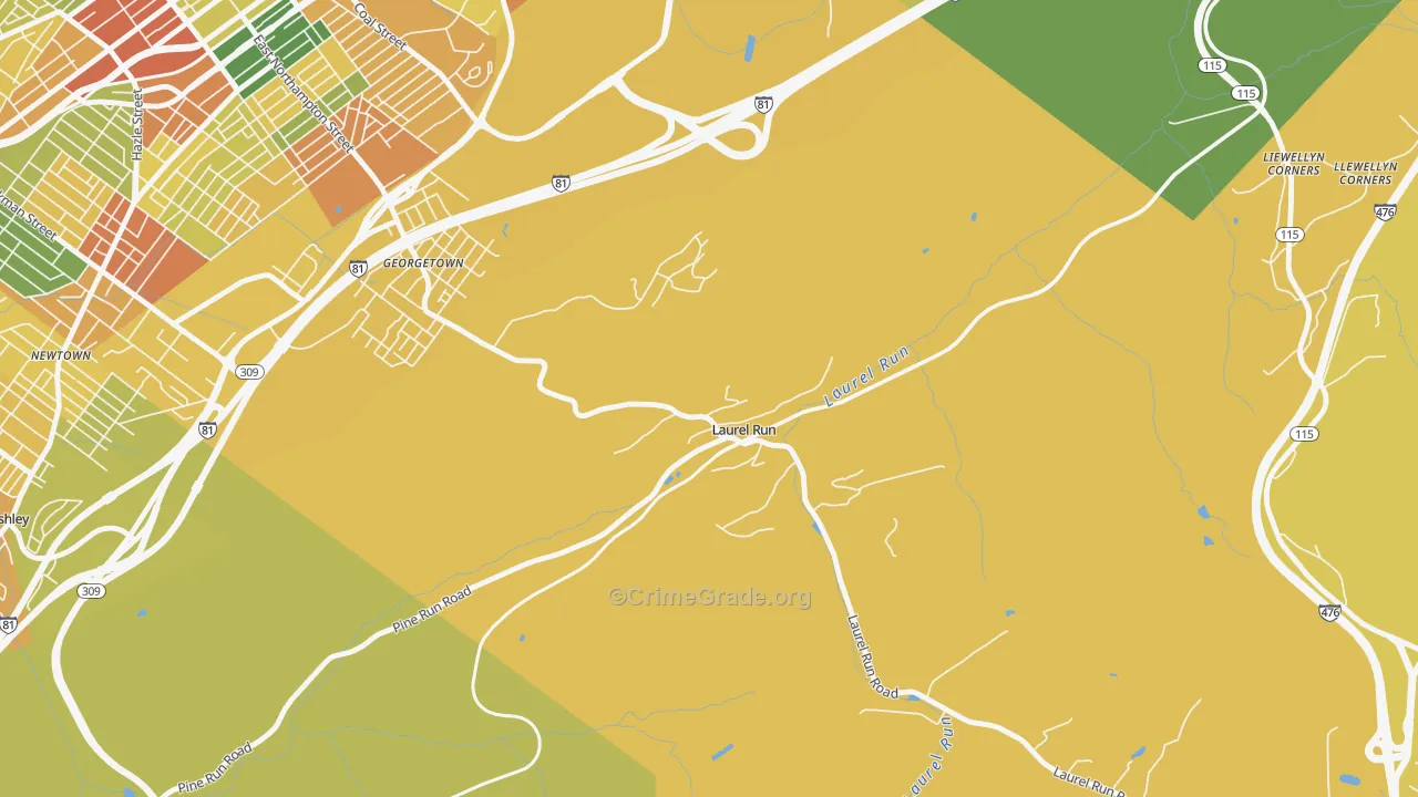 Laurel Run, PA Map of Murder Rates