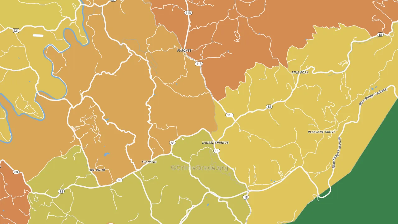 Laurel Springs, NC Map of Murder Rates