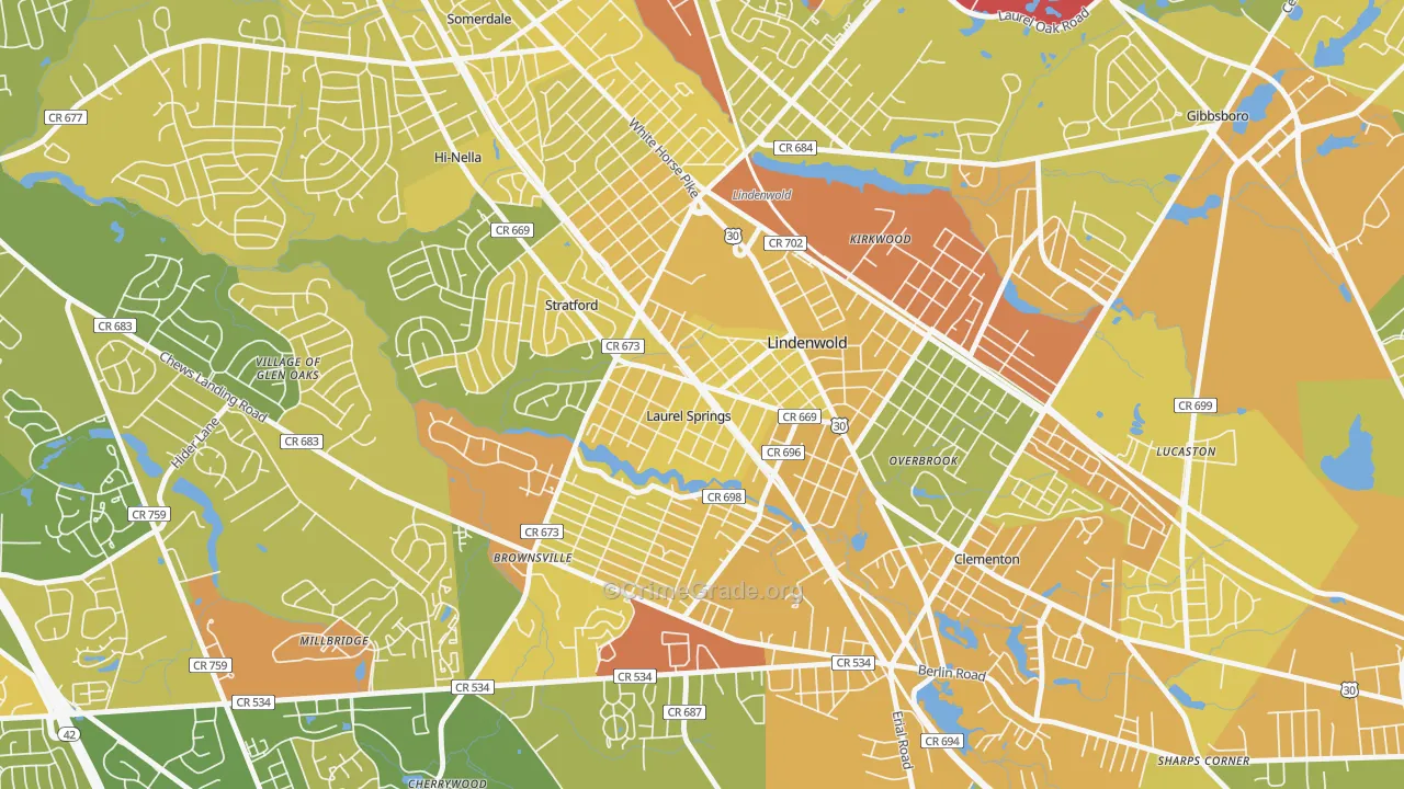 Laurel Springs, NJ Map of Murder Rates