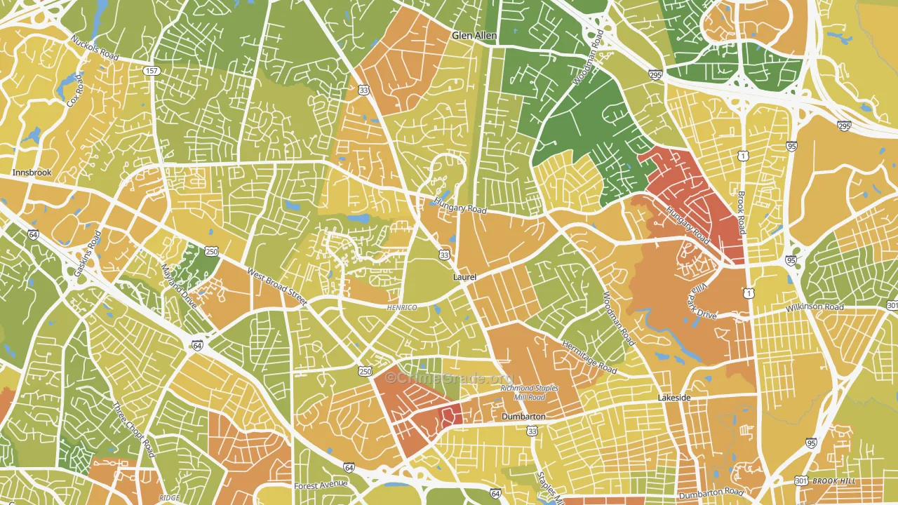 Laurel, VA Map of Murder Rates