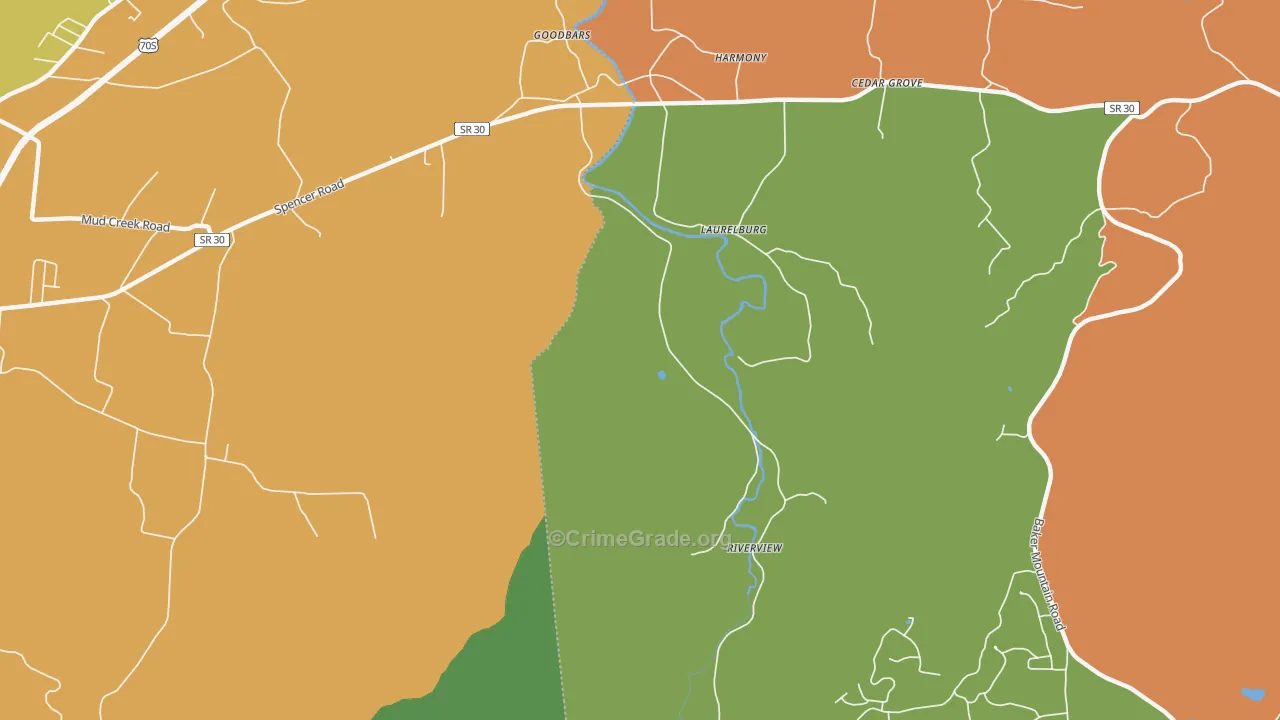 Laurelburg, TN Map of Murder Rates