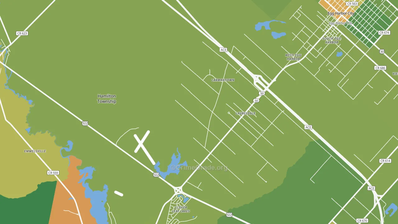 Laureldale, NJ Map of Murder Rates
