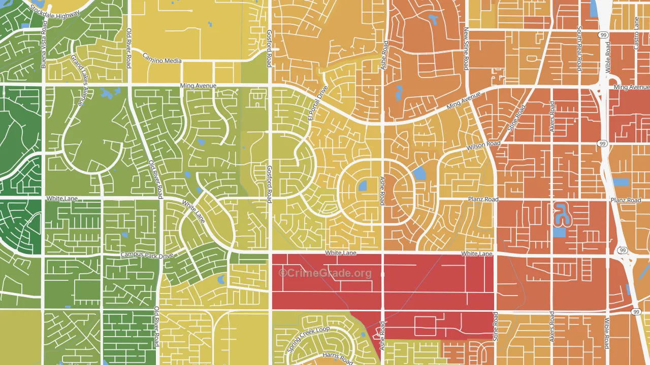 Laurelglen, Bakersfield, CA Map of Murder Rates