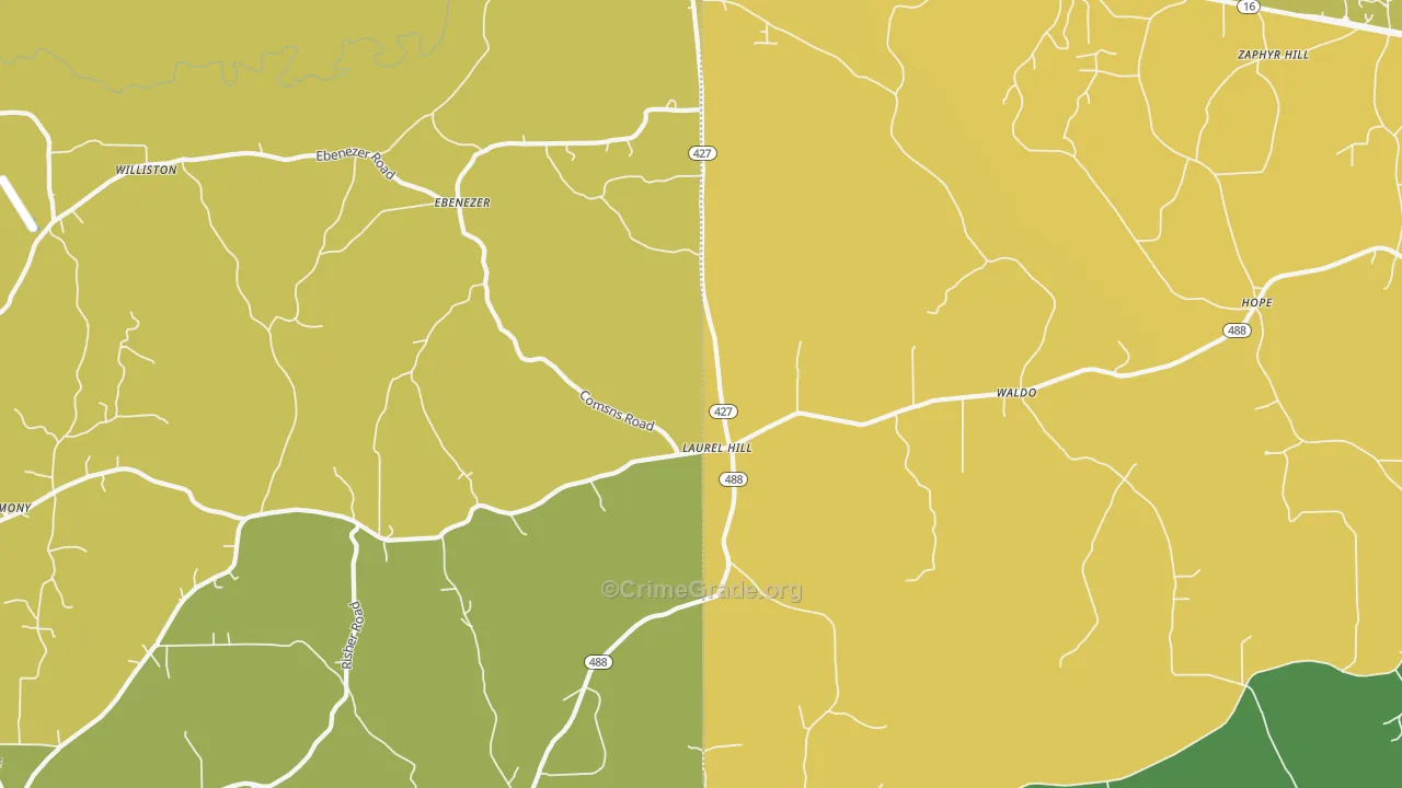 Laurelhill, MS Map of Murder Rates