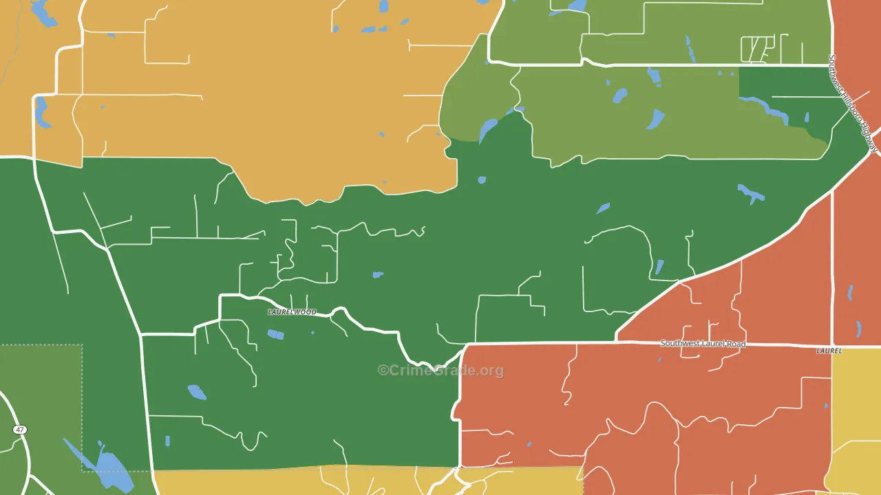 Laurelwood, OR Map of Murder Rates