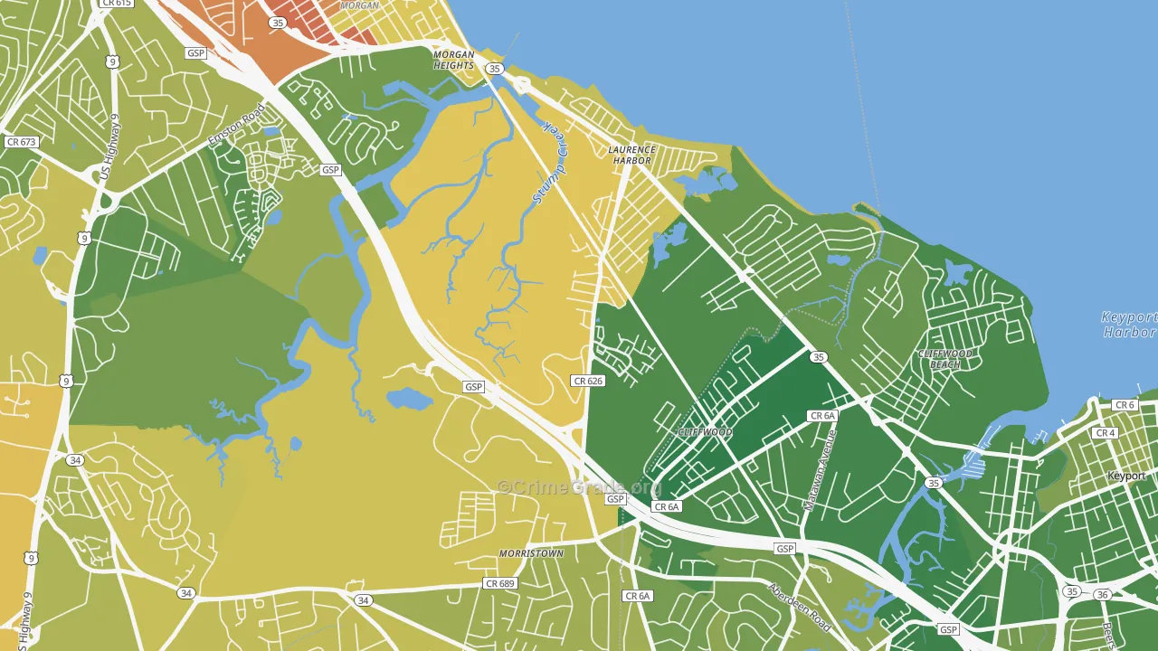Laurence Harbor, NJ Map of Murder Rates