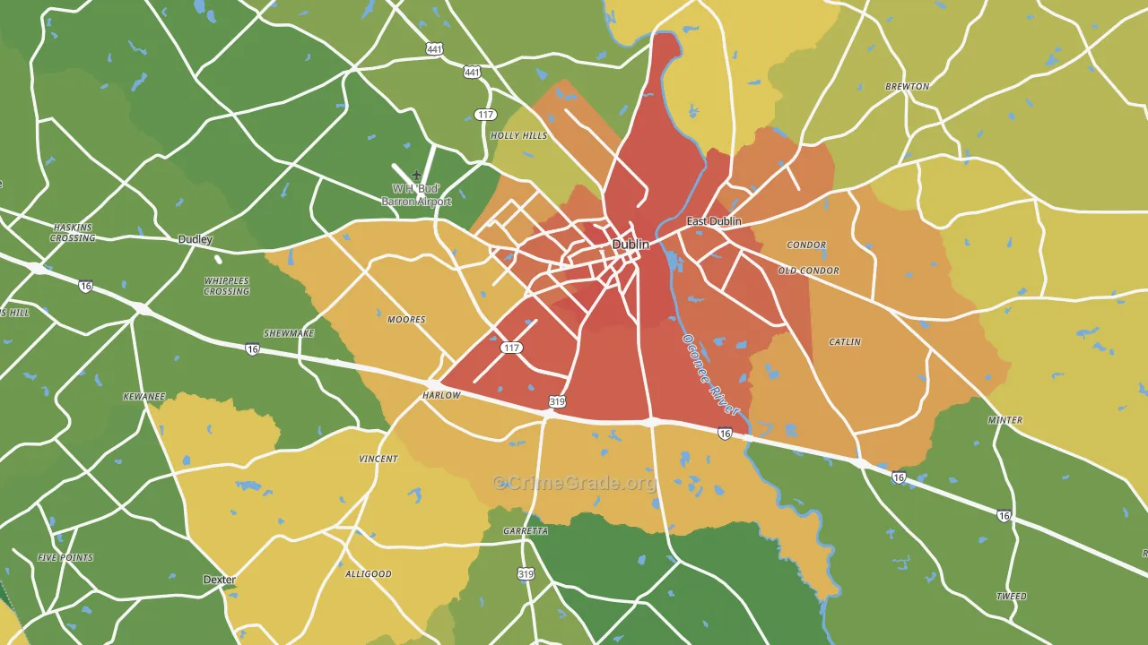 Laurens County, GA Map of Murder Rates