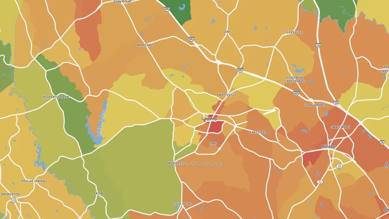 Laurens County, SC Map of Murder Rates