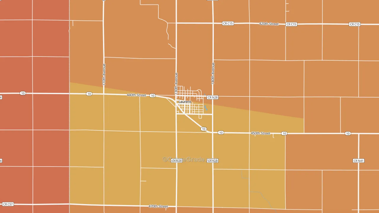 Laurens, IA Map of Murder Rates