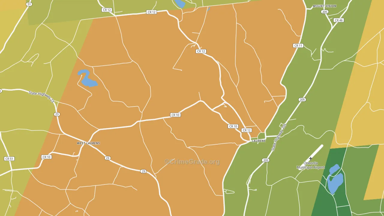 Laurens, NY Map of Murder Rates