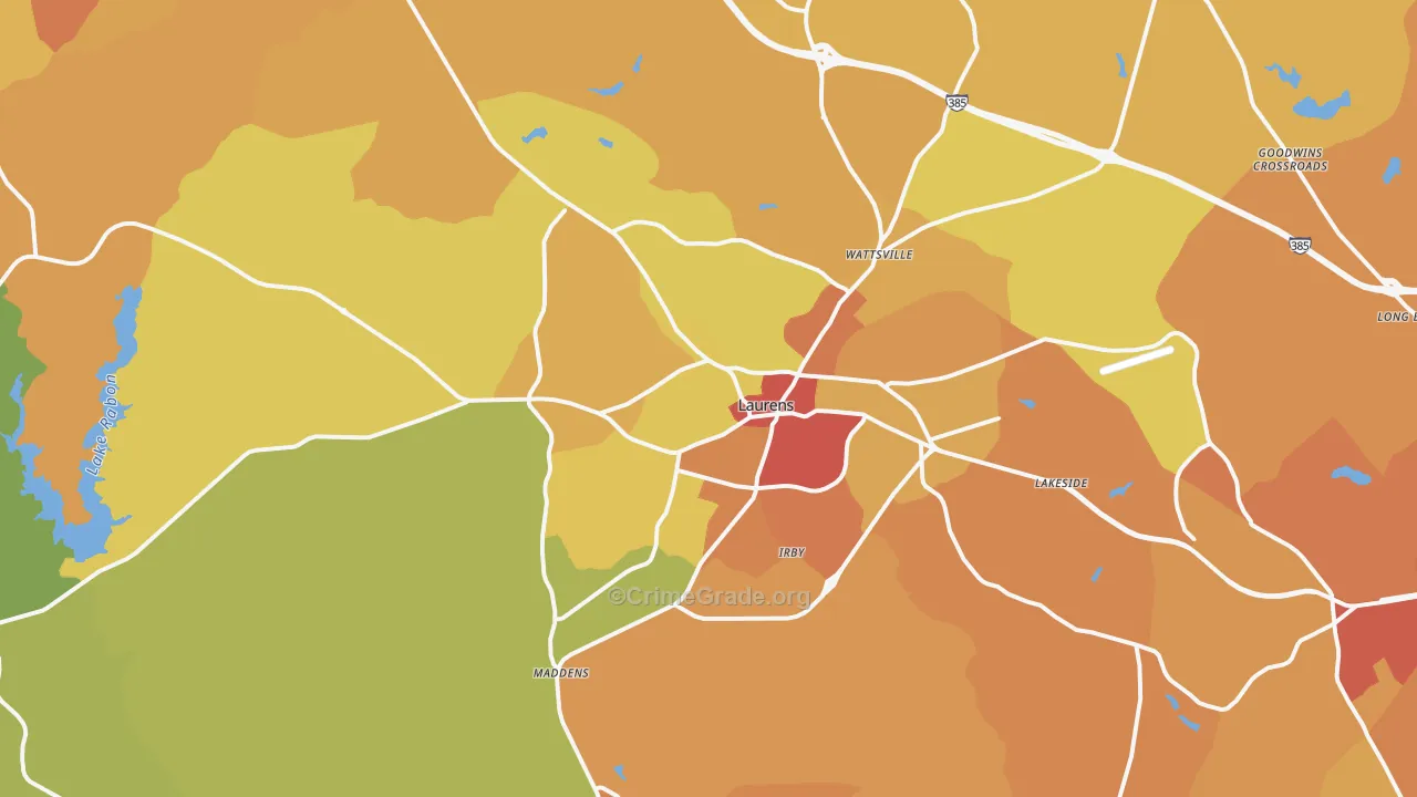 Laurens, SC Map of Murder Rates