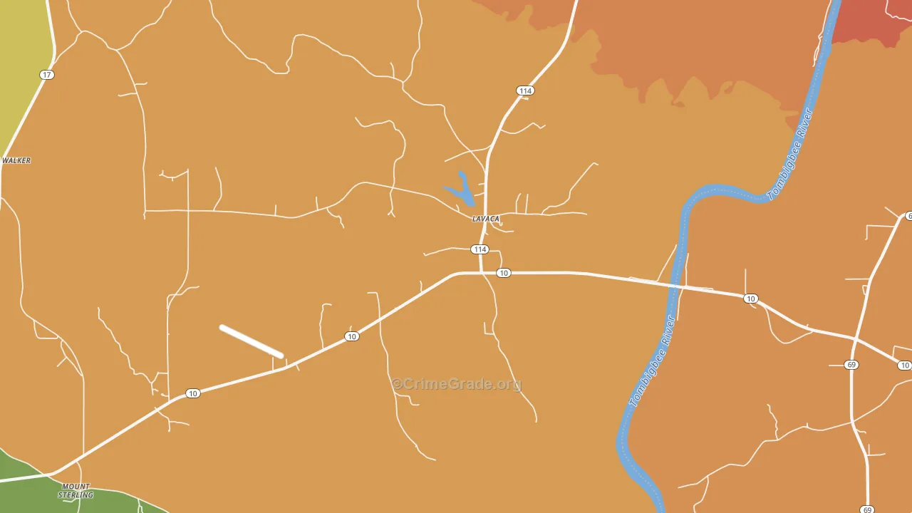 Lavaca, AL Map of Murder Rates