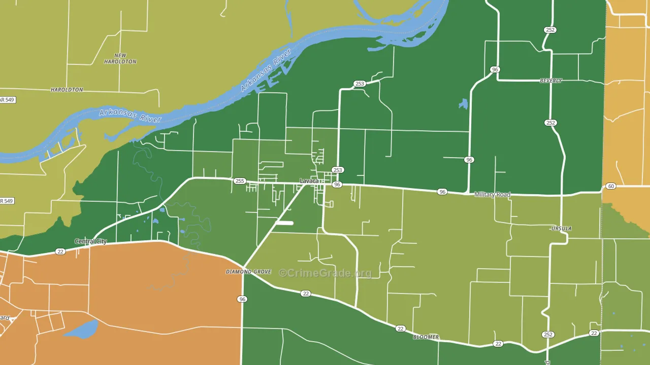 Lavaca, AR Map of Murder Rates