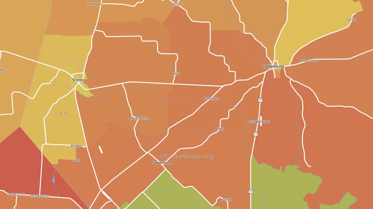 Lavaca County, TX Map of Murder Rates
