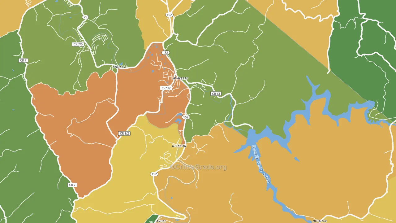Lavalette, WV Map of Murder Rates