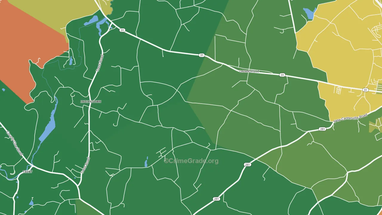Lavansville, PA Map of Murder Rates