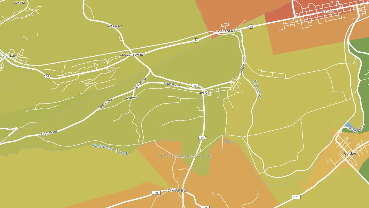 Lavelle, PA Map of Murder Rates