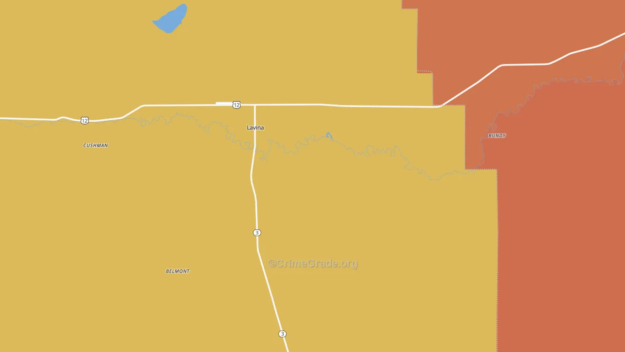 Lavina, MT Map of Murder Rates