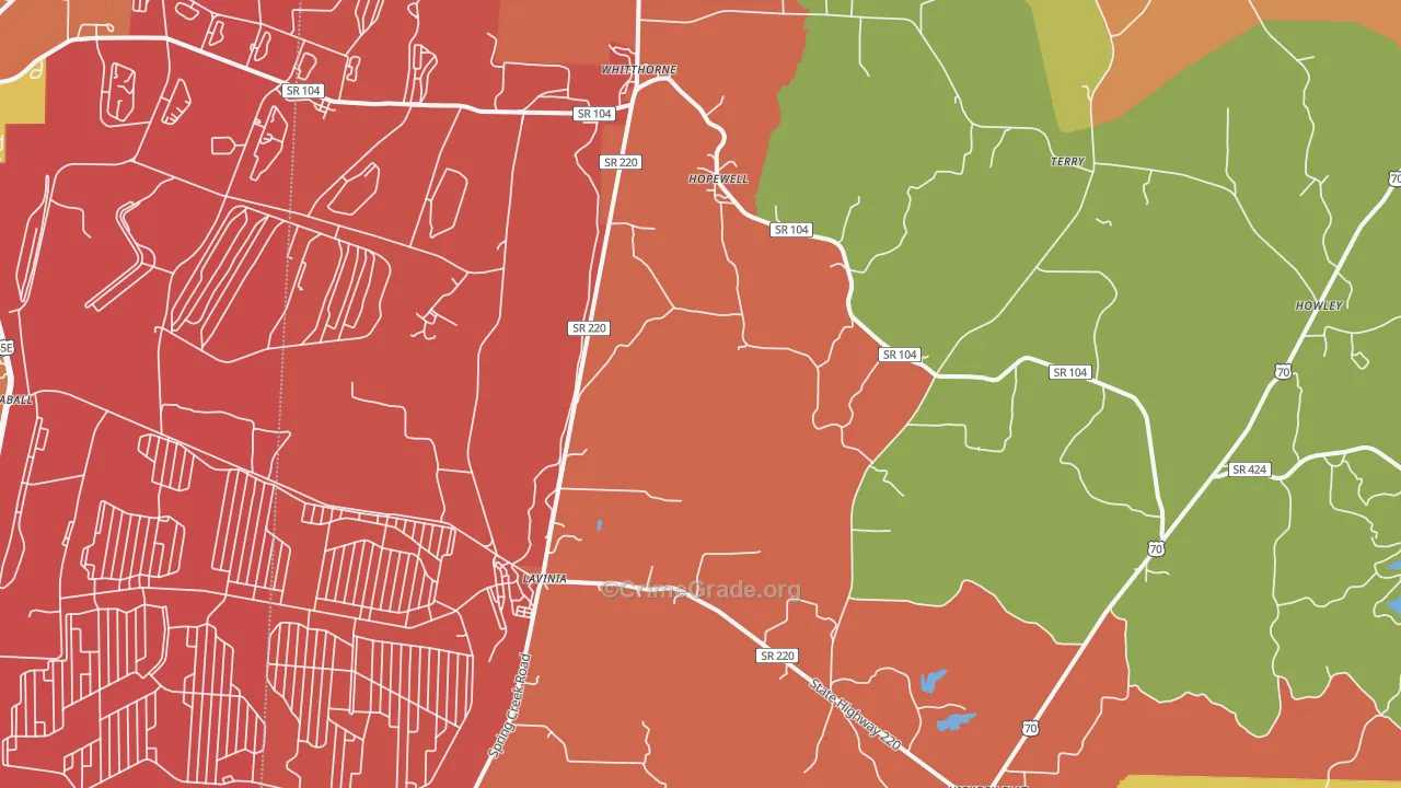 Lavinia, TN Map of Murder Rates