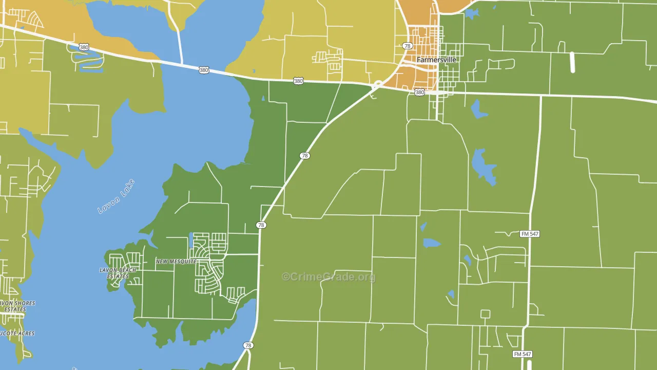 Lavon Beach Estates, TX Map of Murder Rates