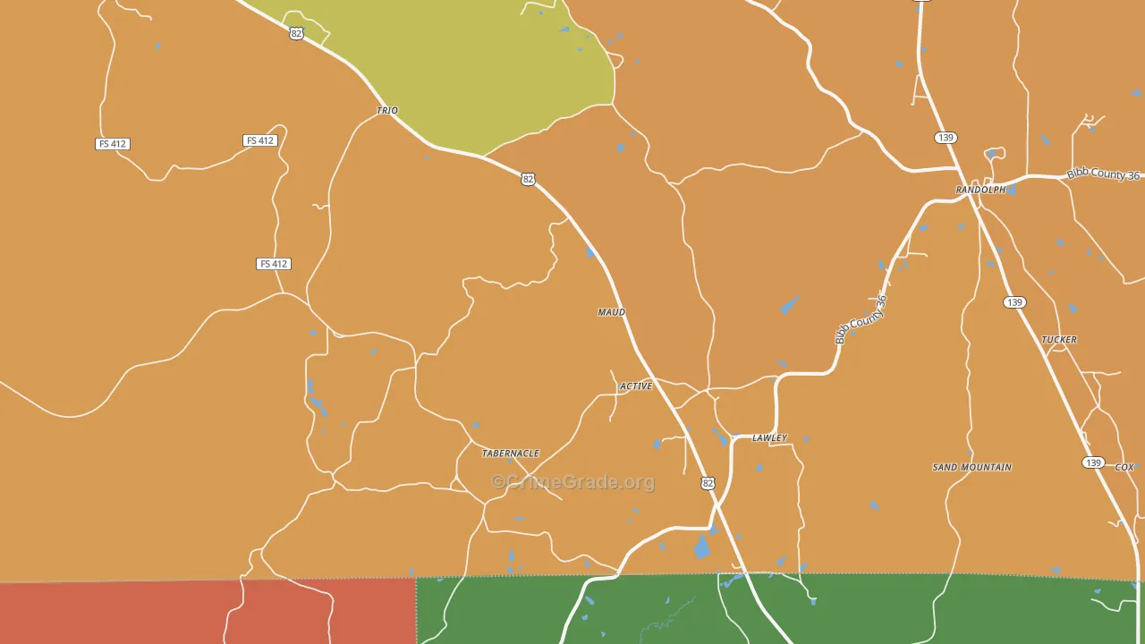 Lawley, AL Map of Murder Rates