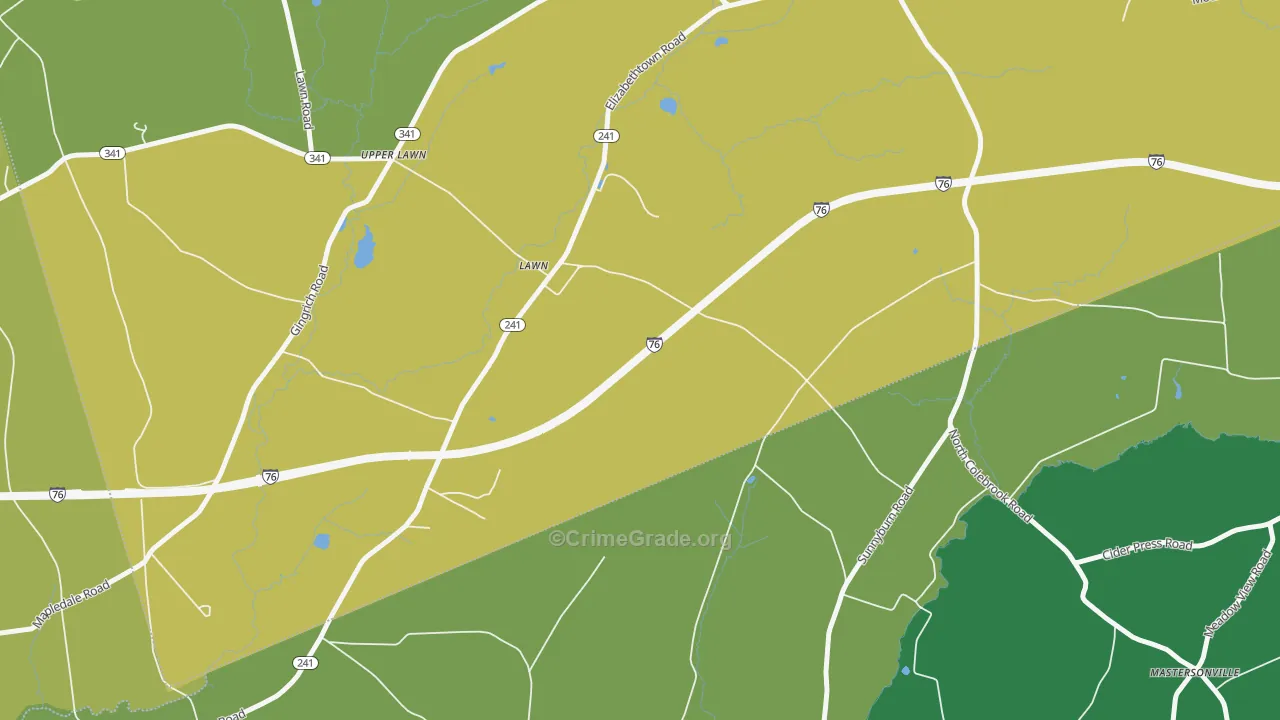 Lawn, PA Map of Murder Rates