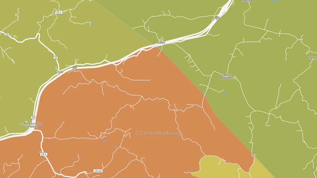 Lawn, WV Map of Murder Rates