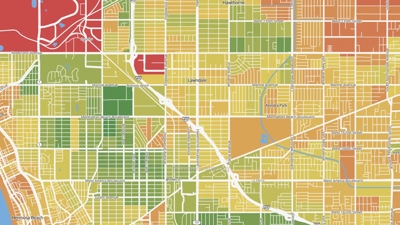Lawndale, CA Map of Murder Rates