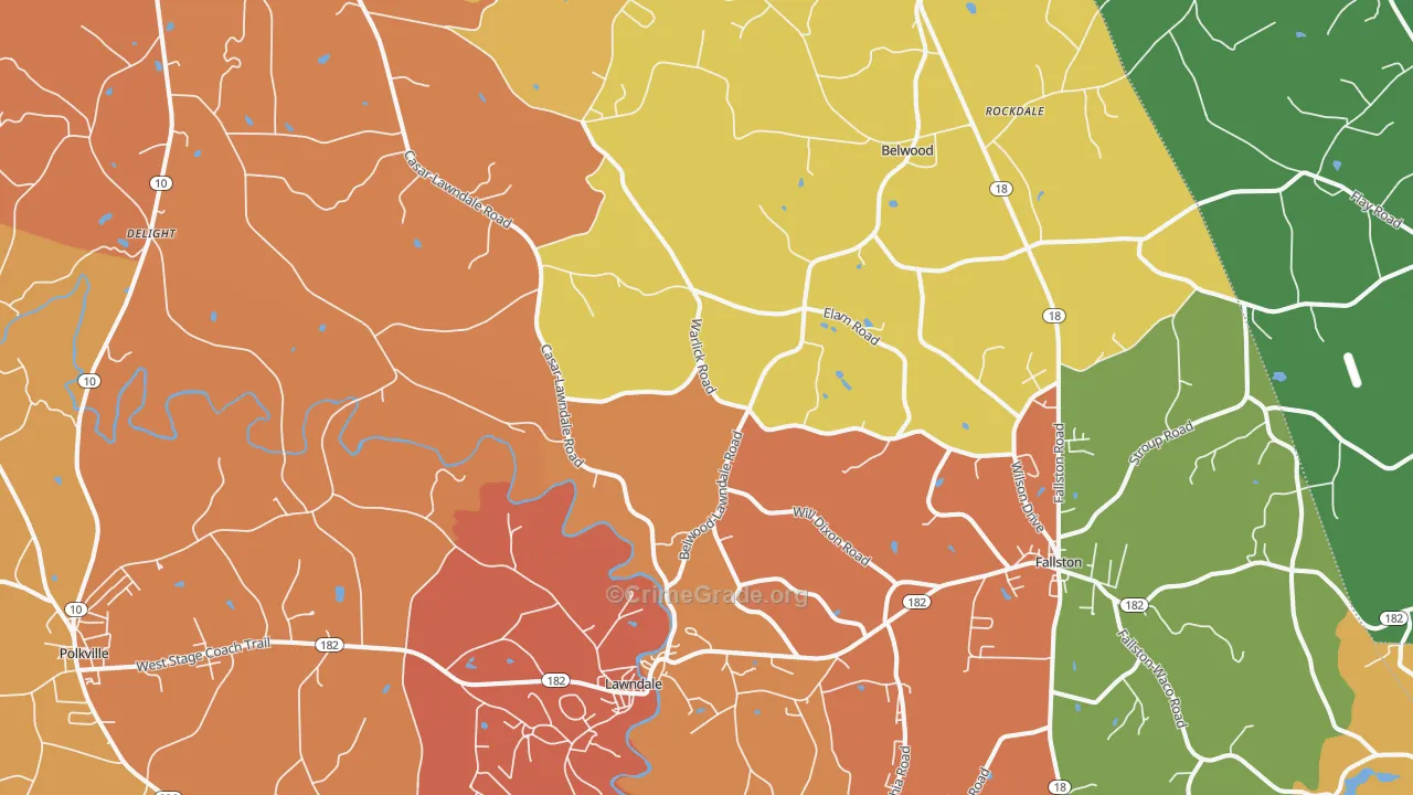 Lawndale, NC Map of Murder Rates