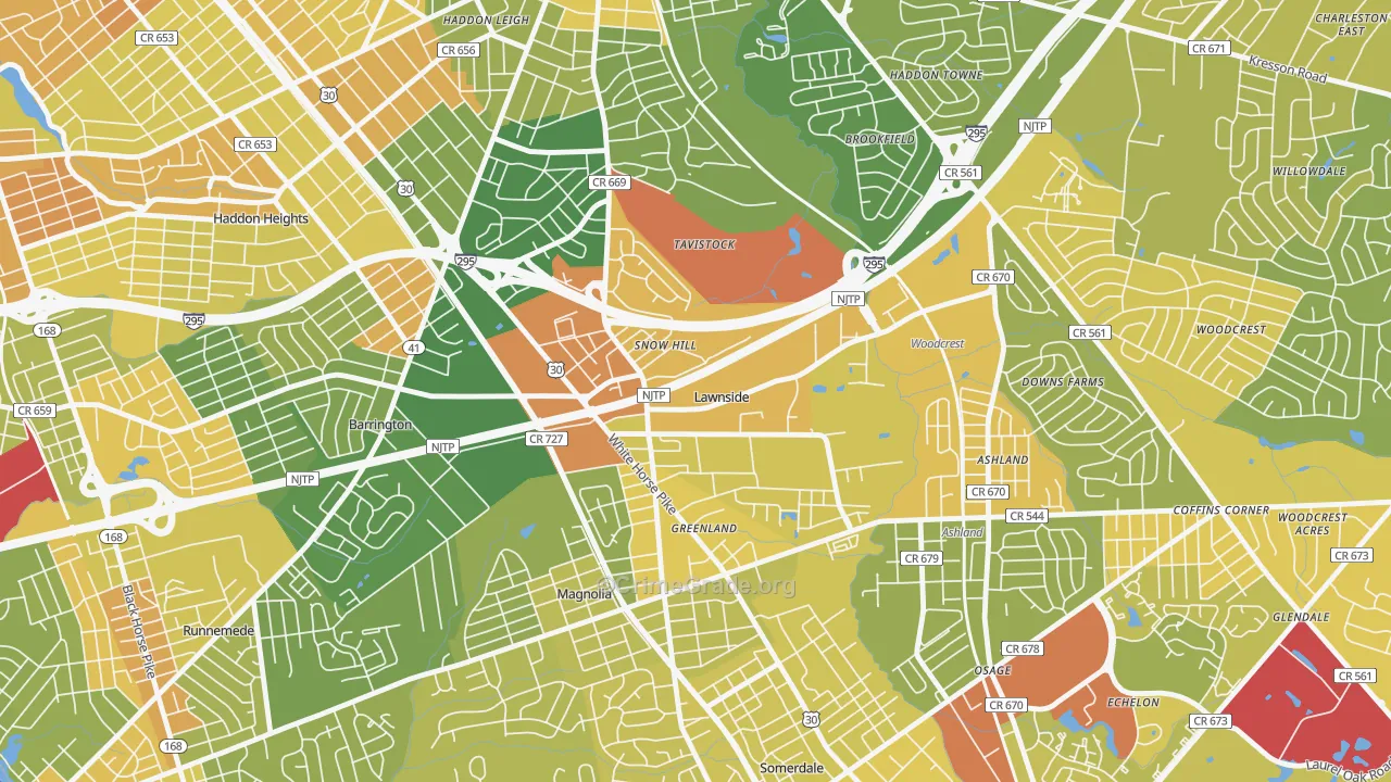 Lawnside, NJ Map of Murder Rates