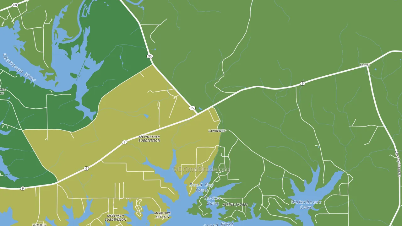 Lawrence, AL Map of Murder Rates