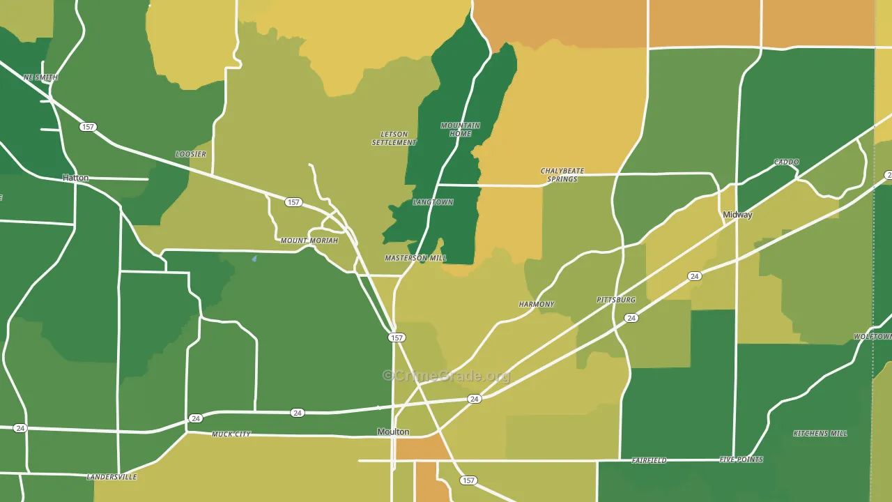 Lawrence County, AL Map of Murder Rates