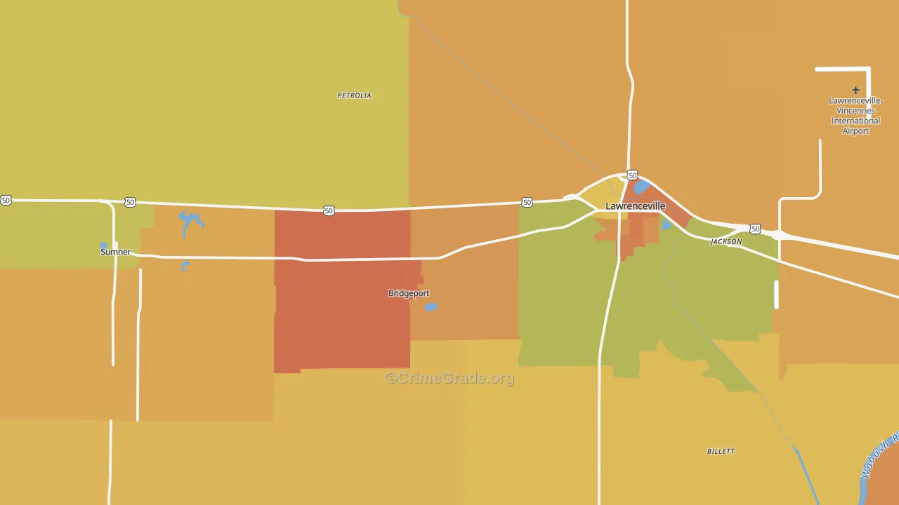 Lawrence County, IL Map of Murder Rates