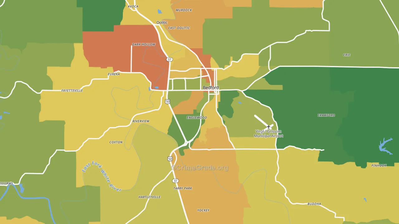 Lawrence County, IN Map of Murder Rates