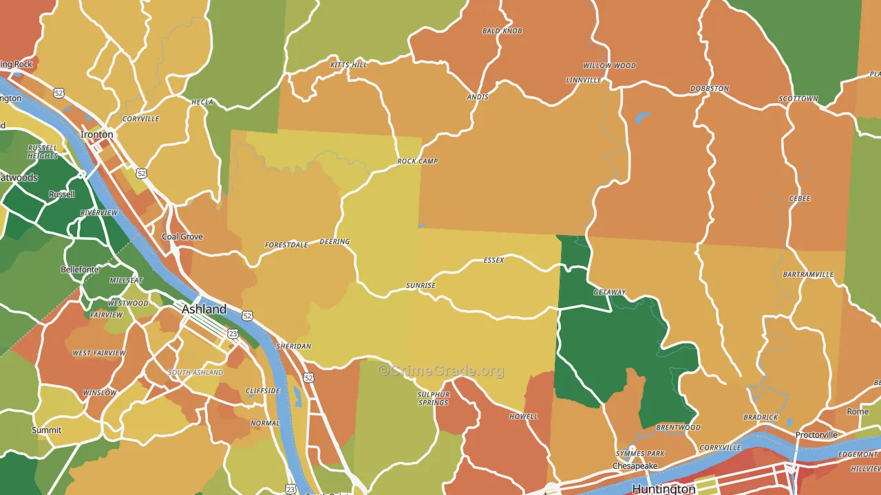Lawrence County, OH Map of Murder Rates