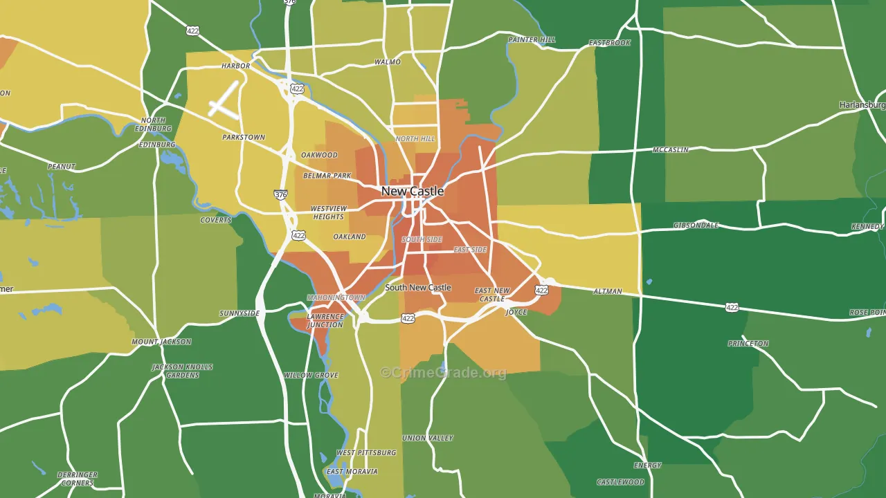 Lawrence County, PA Map of Murder Rates