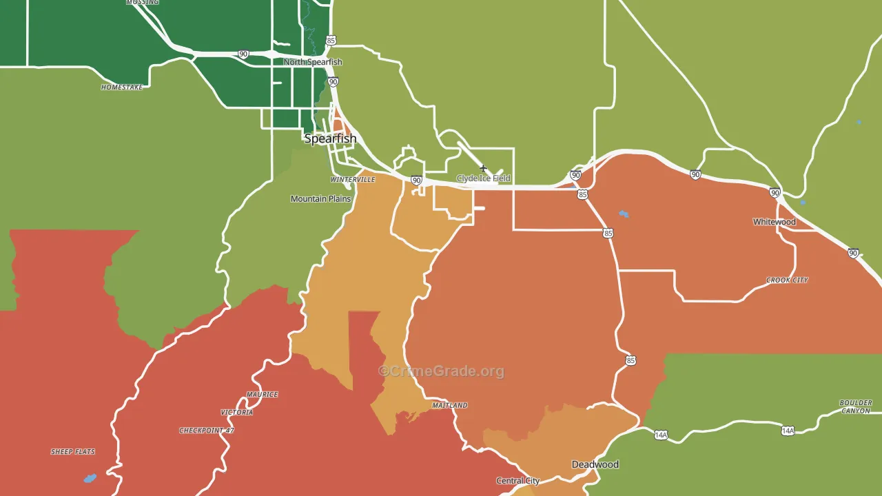 Lawrence County, SD Map of Murder Rates