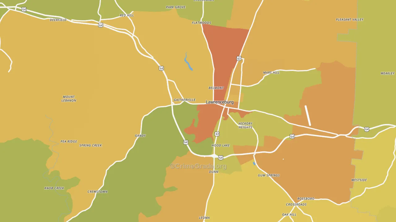 Lawrence County, TN Map of Murder Rates