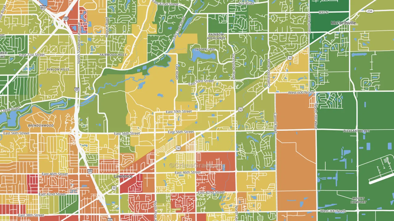 Lawrence, IN Map of Murder Rates