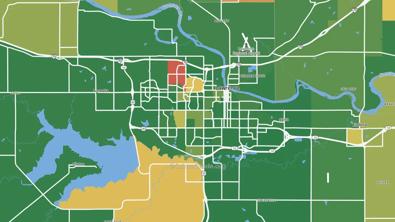 Lawrence, KS Map of Murder Rates