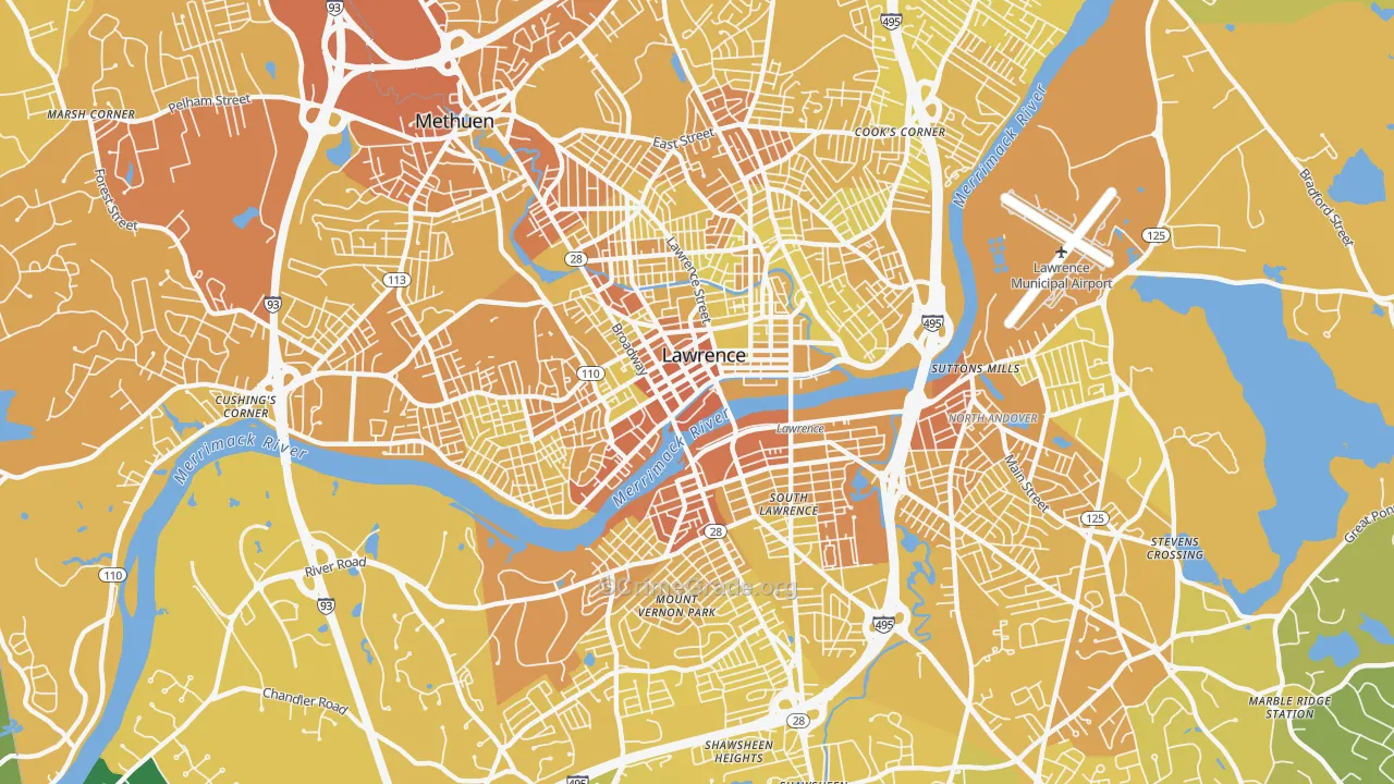 Lawrence, MA Map of Murder Rates