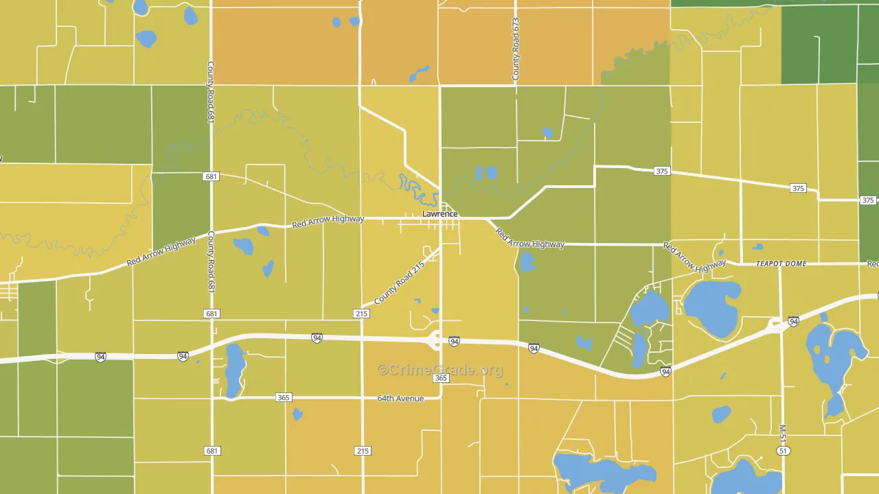 Lawrence, MI Map of Murder Rates