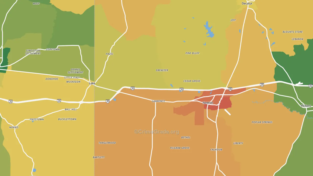 Lawrence, MS Map of Murder Rates