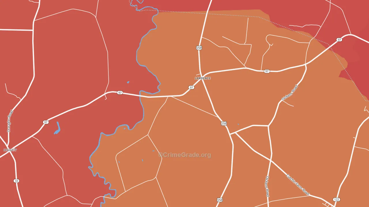 Lawrence, NC Map of Murder Rates