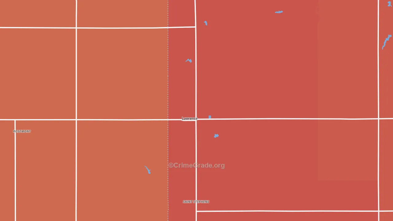 Lawrence, NE Map of Murder Rates