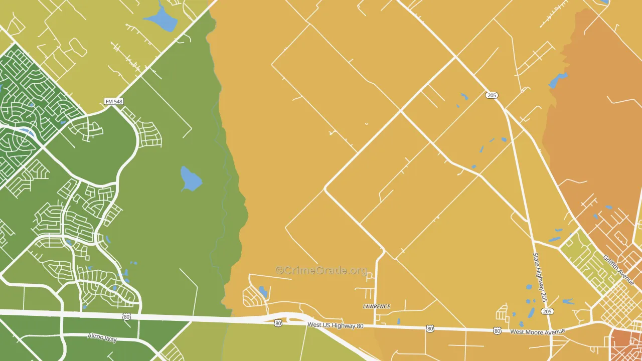 Lawrence, TX Map of Murder Rates
