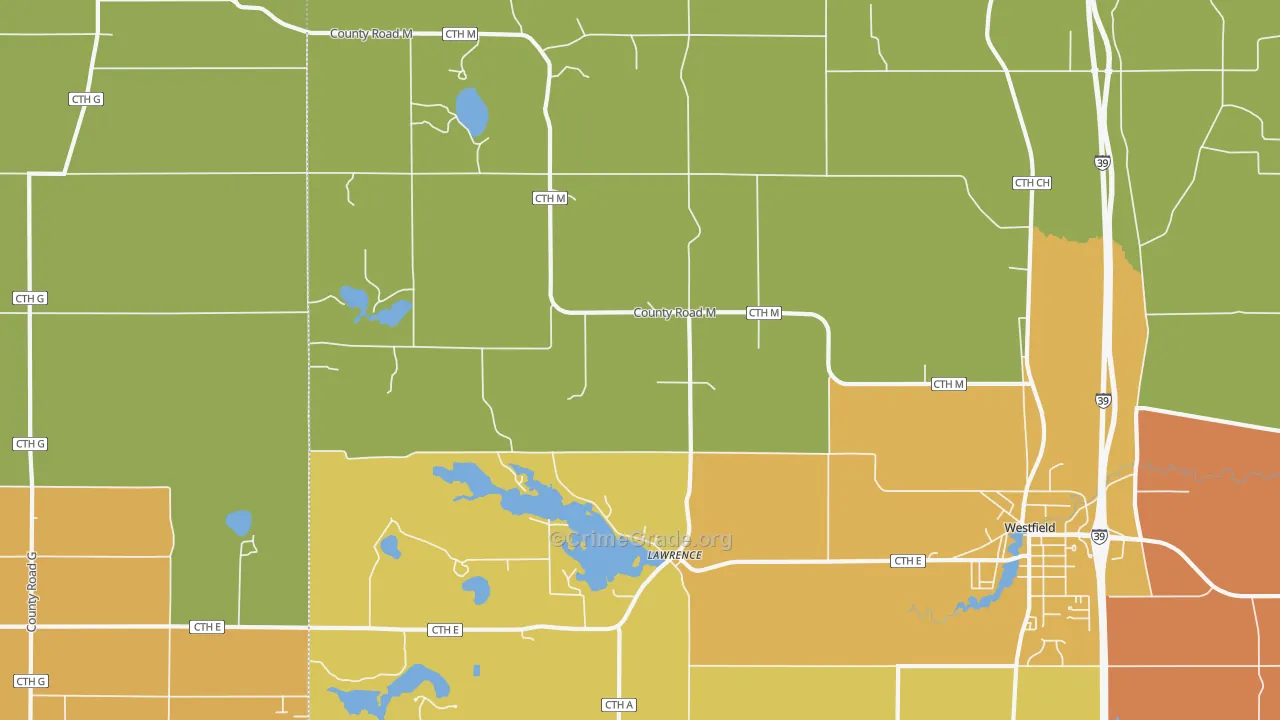Lawrence, WI Map of Murder Rates