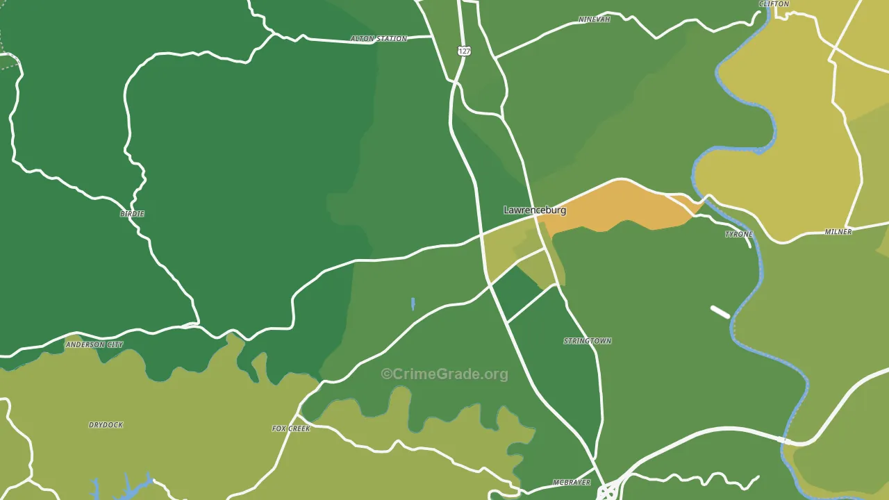 Lawrenceburg, KY Map of Murder Rates